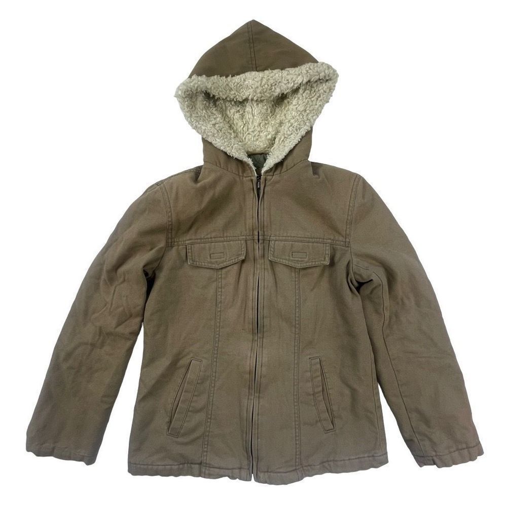 Braetan Jacket Tan Canvas zipper Hood Cotton S